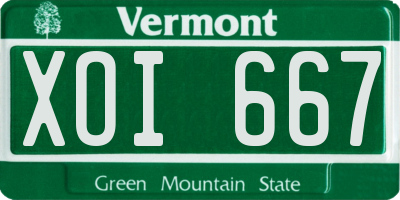 VT license plate XOI667