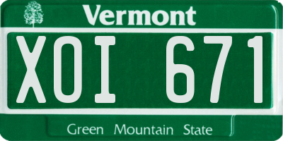 VT license plate XOI671
