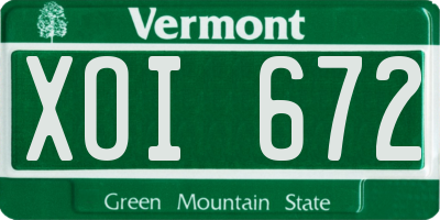 VT license plate XOI672