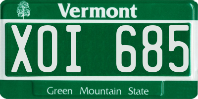 VT license plate XOI685