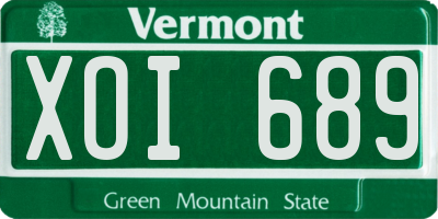 VT license plate XOI689