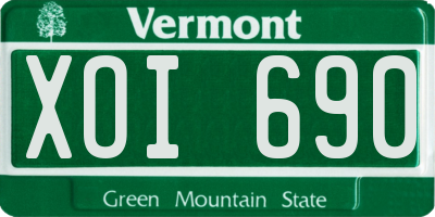 VT license plate XOI690