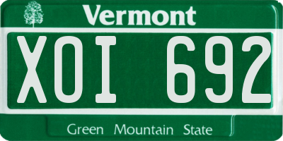 VT license plate XOI692