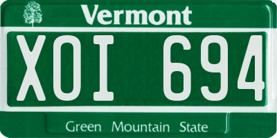 VT license plate XOI694