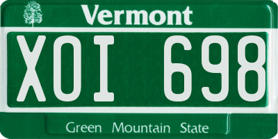 VT license plate XOI698