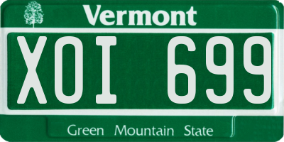 VT license plate XOI699