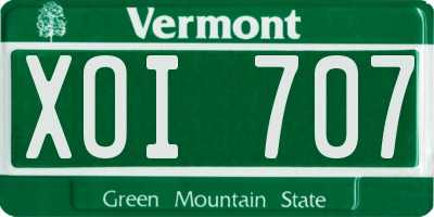 VT license plate XOI707
