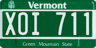 VT license plate XOI711