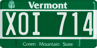 VT license plate XOI714