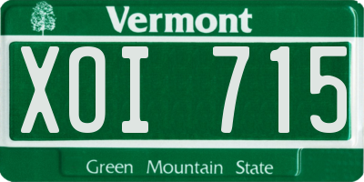 VT license plate XOI715