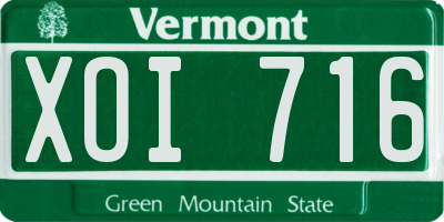 VT license plate XOI716
