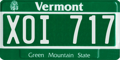 VT license plate XOI717