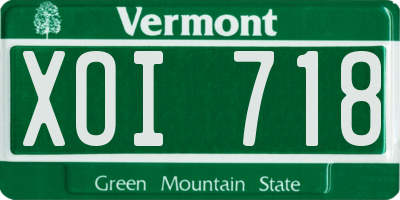 VT license plate XOI718