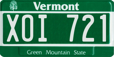 VT license plate XOI721