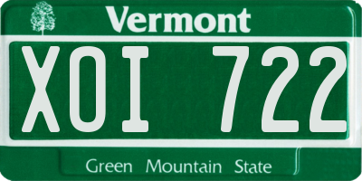 VT license plate XOI722