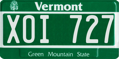 VT license plate XOI727