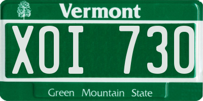 VT license plate XOI730