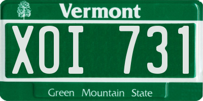VT license plate XOI731