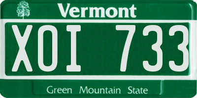 VT license plate XOI733
