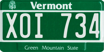VT license plate XOI734