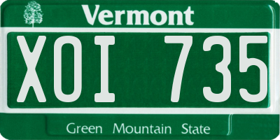 VT license plate XOI735