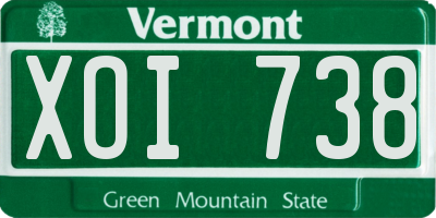 VT license plate XOI738