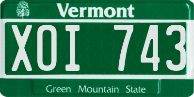 VT license plate XOI743