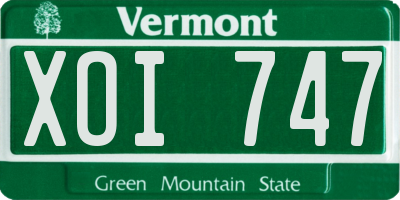 VT license plate XOI747