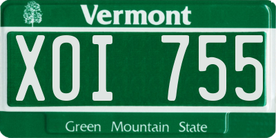 VT license plate XOI755