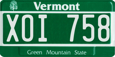 VT license plate XOI758