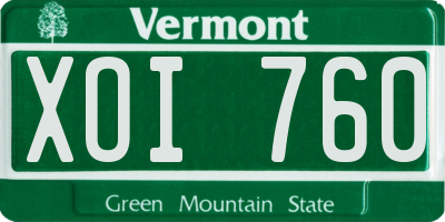 VT license plate XOI760