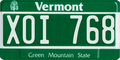 VT license plate XOI768