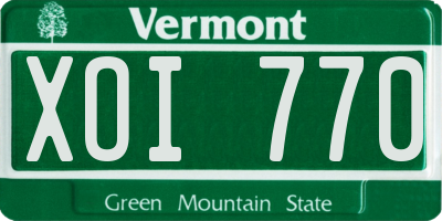 VT license plate XOI770