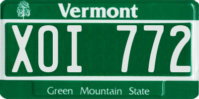 VT license plate XOI772