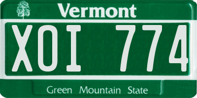 VT license plate XOI774