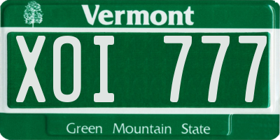 VT license plate XOI777