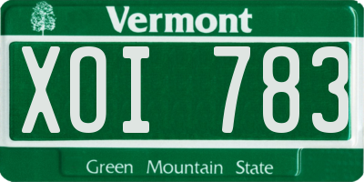 VT license plate XOI783
