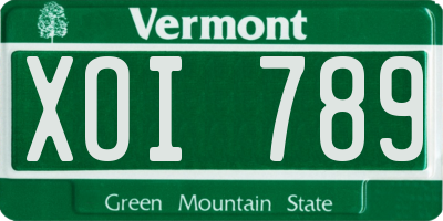 VT license plate XOI789