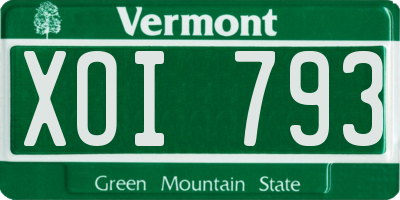 VT license plate XOI793