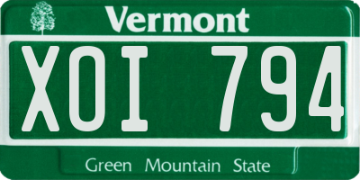 VT license plate XOI794