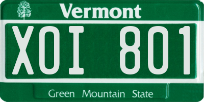 VT license plate XOI801