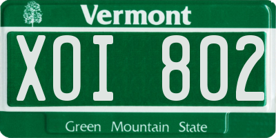 VT license plate XOI802
