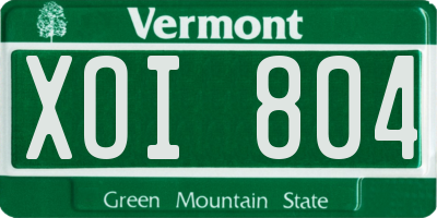 VT license plate XOI804