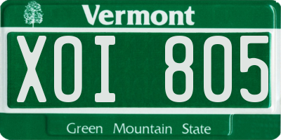 VT license plate XOI805