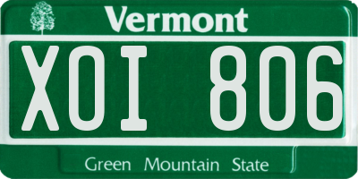 VT license plate XOI806
