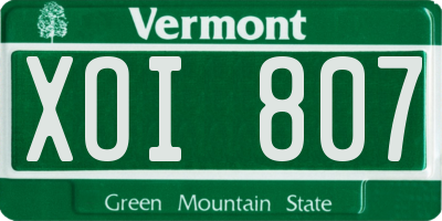 VT license plate XOI807