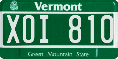 VT license plate XOI810