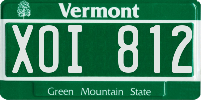VT license plate XOI812