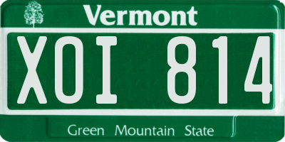 VT license plate XOI814