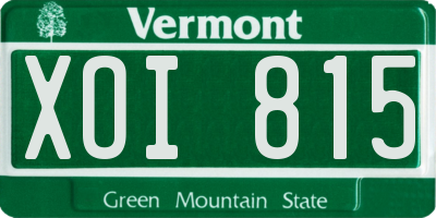VT license plate XOI815